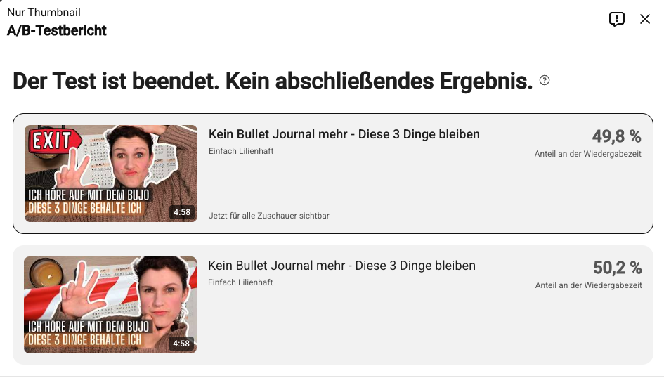 youtube a/b test bericht wiedergabezeit